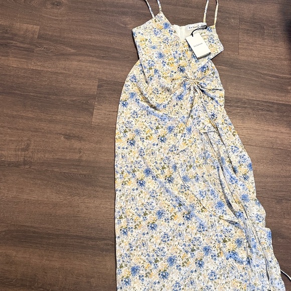 NWT En Saison Floral Midi Slip Dress Med Ruching Feminine Romantic Cottagecore - Picture 7 of 8